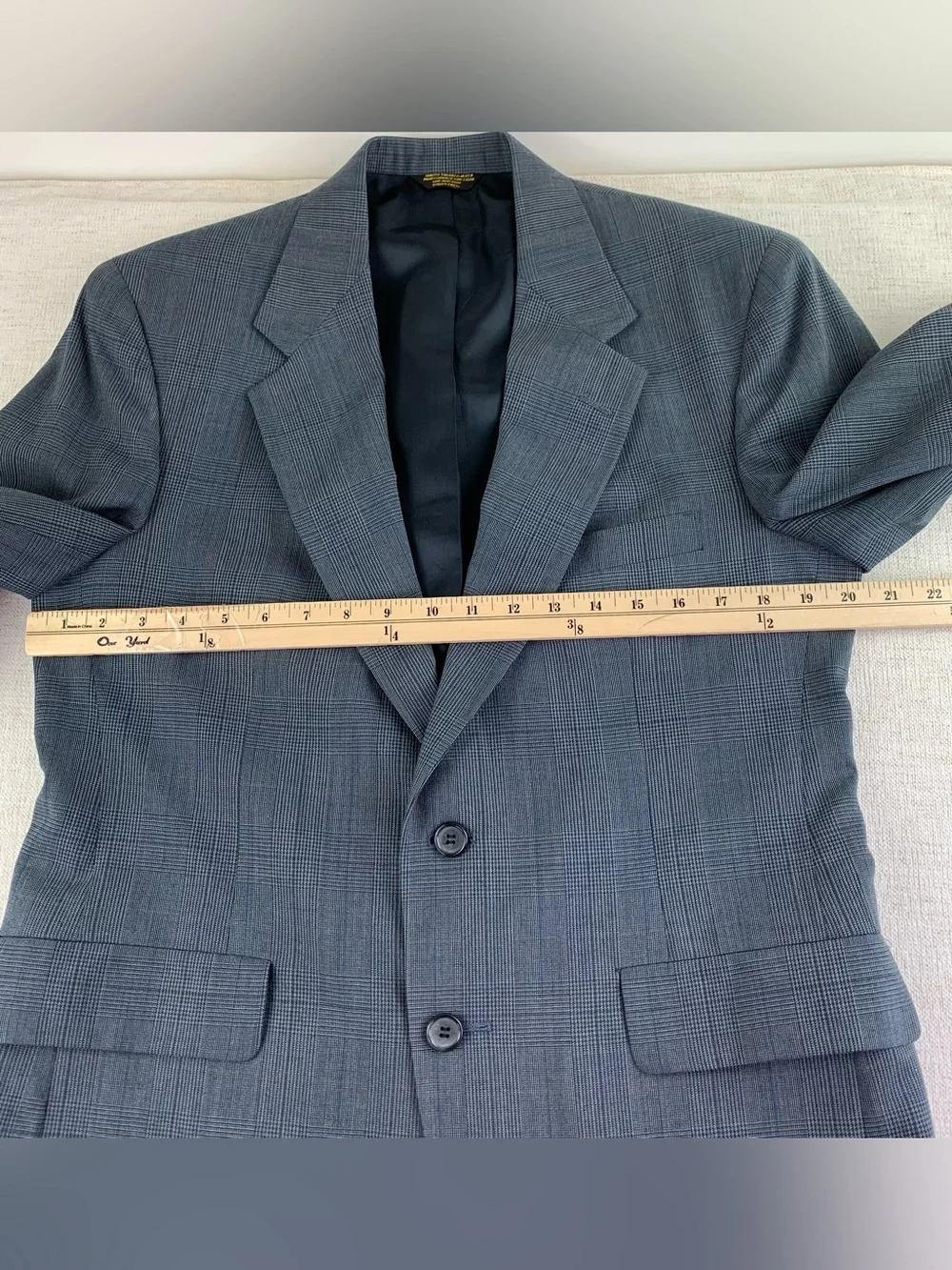 Palm Beach Men's Glen Plaid pure wool sport coat Blazer long sleeve blue